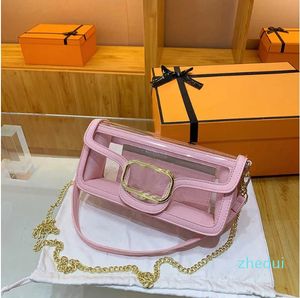 Jelly Designer-Tasche Umhängetaschen für Frauen Einfache PVC-transparente Umhängetasche Kette Unterarm-Einkaufstasche Dame Geldbörse Handtaschen