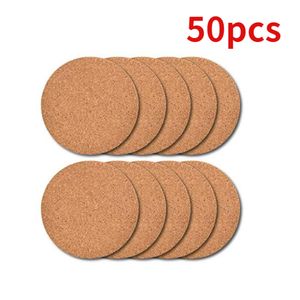 100pcs Natural Round Wooden Slip Slice Cup Mat Coaster 95mm Diameter Tea Coffee Mug Drinks Holder for DIY Tableware Decor Durable Pad TableMat