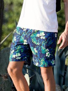 Calções masculinos beachwear secagem rápida baggy masculino roupa de banho jogger plantas flores gma397