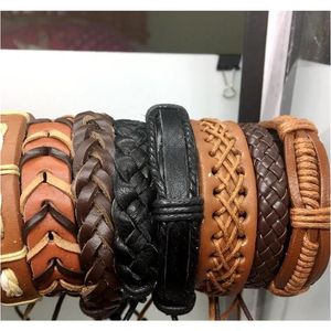 100st Mens Mens Womens Vintage äkta lädersurferarmband manschett armbandsmodesmycken gåva armband blandad stil wmtnci turlyha253l