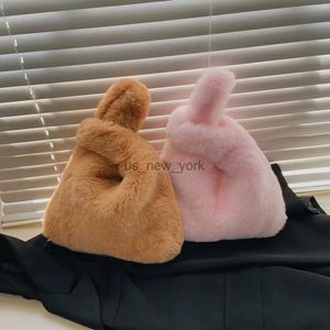 Totes Winter Soft Plush Fluffy HandBag Top-handle Bag Women Casual Candy Color Tote Evening Party Warm Clutch Female Faux Fur Purse 240407