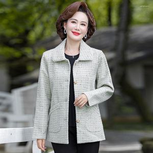 Kvinnors jackor koreansk stil tweed för kvinnor elegant blandning ullrock med fickor en enda bröstkvinn kvinnlig höst 2023