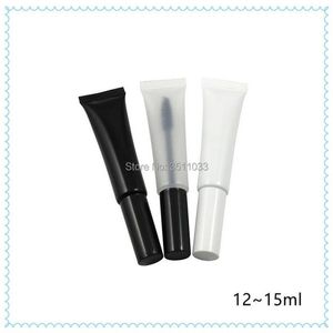 Förvaringsflaskor burkar 15 ml svart vit plastmjuk slangrör för mascara tom klar matt matt bärbar pressbar ögonfrans grädde con222n