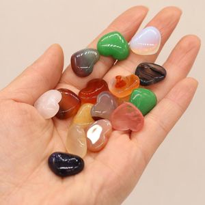 Pendant Necklaces 24PCS Wholesale Natural Stone Love Heart Shape Beads For Jewelry Making DIY Necklace Accessories Charm Gift