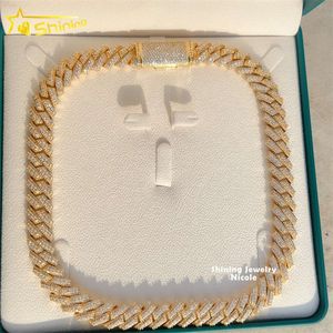 Varumärkesmode kvinna hiphop 15mm 925 Sterling Silver Miami VVS Moissanite Cuban Link Necklace Iced Out Chain