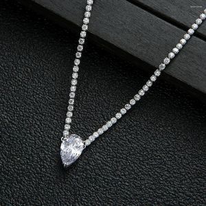 Choker Luxury Zircon Tennis Chain Water Drop Necklace For Women High Quality Party Dubai Wedding Jewelry N0543