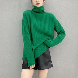 Women's Sweaters Green Lady Turtle High Neck Warm Winter Pullover Knit Sweater Loose Coat Casual Cloth Girl Tops Clothes For Women Clothing
