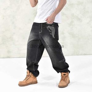 Мужские джинсы Свободные джинсы в стиле хип-хоп Мужские джинсы с принтом в европейском стиле Брендовые хип-хоп Модные женские джинсовые брюки размера плюс для талии 28-46 дюймовL231003