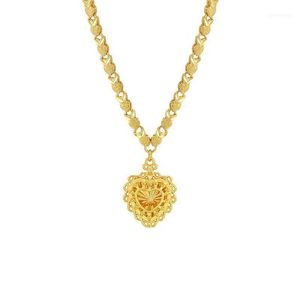 Ожерелья с подвесками, простые винтажные ювелирные изделия из нержавеющей стали из 24-каратного золота с сердечками, женские283j