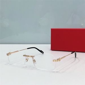 Ny Selling Clear Lens Eyewear Square Rimless Metal Frame Men and Women Optiska glasögon Enkla och mångsidiga stilglasögon Modell 0271S