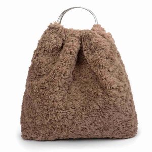 Totes Fashion Fashion Garry Style Women Faux Fur Tote Lady Fale Fur Hobo Зимняя сумочка поддельные кроличьи меховые браслеты теплые винтажные сумки бесплатно корабль 240407