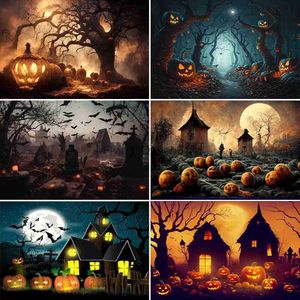 Background Material Halloween Party Decor Backdrop Skeleton Pumpkin Baby Children Portrait Photography Background Photocall Props for Photo Studio YQ231003