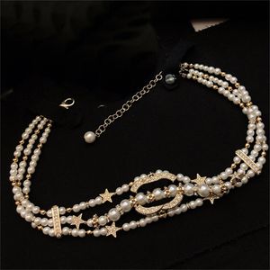 Gargantilhas de pérola designer c pingente colares carta colar de ouro feminino jóias duplas ccity mulher presente 768987