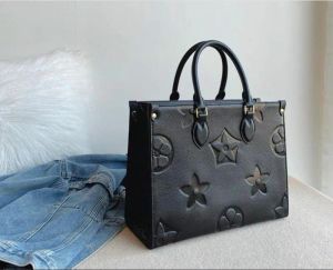 Kvinnors designer axelväskor totes handväskor präglade blomma onthego gm mm läder shopping handväska handväska kvinnlig ryggsäck