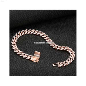 brand fashion woman Hot Selling Trendy Moissanite 8mm Cuban Chain 925 Sterling Silver 18k Rose Gold Plated From Manufacturer