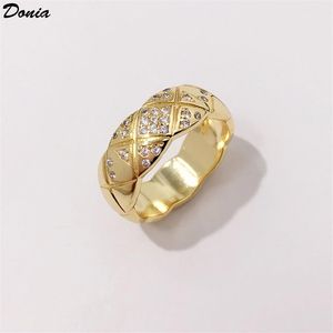 Donia gioielli anello di lusso moda maglia larga rame micro zircone intarsiato regalo di design creativo europeo e americano2676