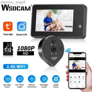 Campainhas Wsdcam 4,3 polegadas LCD Campainha de vídeo Two-way Intercom Peephole Camera Visualizador de porta sem fio 121 graus Door Eye Audio Campainha YQ2301003