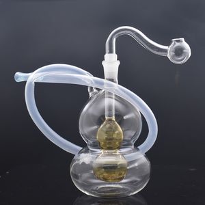 Bunte Mini-Kürbis-Glas-Ölbrenner-Bongs, Wasserpfeife, Perkolator, Downstem, Rauchtabakpfeifen, Recycling-Bohrinseln, Bongs mit 10 mm männlichem Ölbrennerrohr und Schlauch