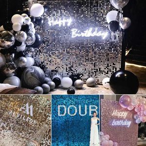 مادة خلفية 1pcs shimmer sequin backdrop لوحة snap-on requin الخلفية ديكور الزفاف عيد ميلاد الطفل دش الحزب الديكور 30x30cm YQ231003