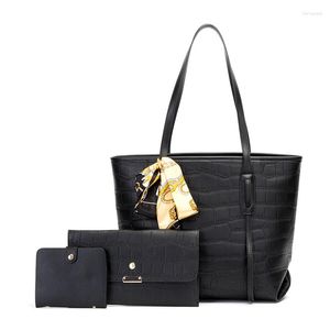 Evening Bags Luxury Pu Leather Women 3 Pieces Set Handbags High Quality Large Capacity Ladies Shoulder Messenger Bag Designer Female Tote