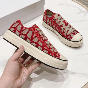 2023 Embroidered Red Casual sneakers Women's Cloth Shoes Flat Sports Shoes Platform walking