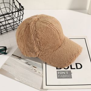 M668 New Autumn Winter Women's Baseball Cap Faux Rabbit Fur Plush Hat Warm Beanies