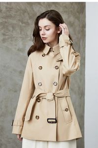 OMEN'S TRENCH COATS秋の女性ショートコート二重胸肉ベルトカジュアルイギリス風のルーズオーバーコートPHYL22