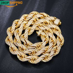 Marca de moda feminina Dropshipping Pass Diamond Tester Iced Out Moissanite Rope Chain 925 Sterling Silver Lab Gemstone Twist Colar para homens