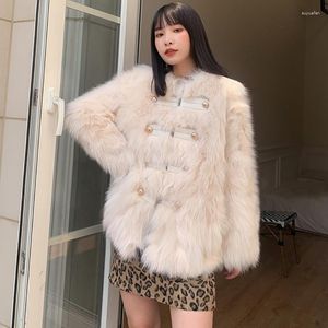 Pelliccia da donna inverno caldo cappotto finto da donna moda coreana signora morbida leggera maniche lunghe doppio seno ragazze moderne