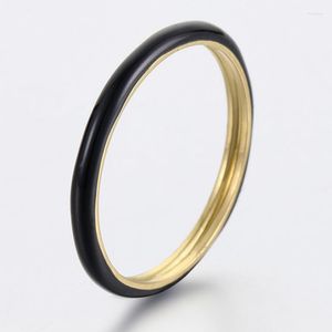 Cluster Rings 14K Gold Plated Black Enamel Ring For Women Engagement Eternity Band Finger
