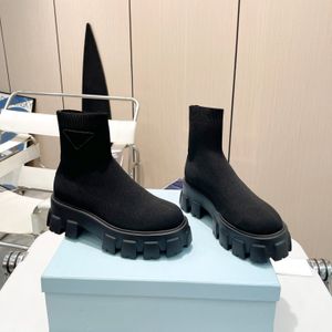 Designer-Stiefel, Luxus-Stiefel, stilvoll, klassisch, matt, aus Lackleder, gestrickte Stretch-Sockenstiefel, umgekehrtes Dreieck, Markenstiefel, Schwarz, Weiß, Größen 35–41, modische Schuhe