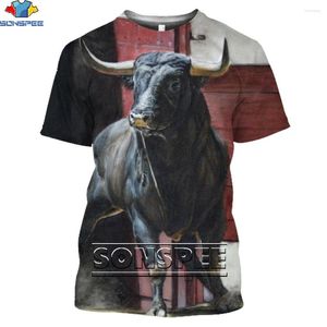 Men's T Shirts SONSPEE Spanish Cattle Animal 3D Printing Shirt Casual Unisex Hip Hop Harajuku Short Sleeve Streetwear Outdoor