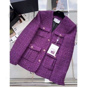 Damenjacken, Designer-Qualität, Temperament, Promi-Tweed-Knopftasche mit V-Ausschnitt, modische Jacke SGKN