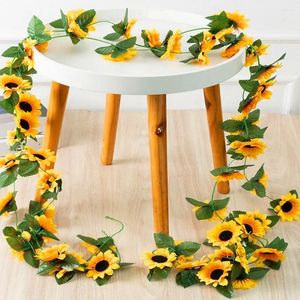 Dekorativa blommor 1pc Sun Flower Vine Artificial Sunflower Home Decor Garden Garlands Fake Plants Room Decoration