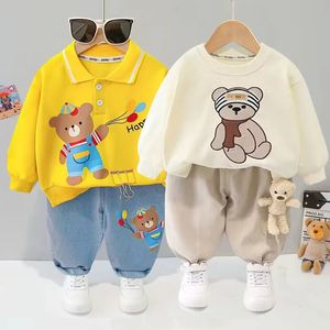 Rompers 0-4-year-old children's cartoon bodysuit two-piece long sleeve spring style boys and girls' leisure sports suit 230928