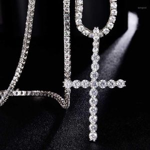 Pendant Necklaces Hip Hop Bling CZ Cross Iced Out Cubic Zirconia & Pendants For Men Jewelry Charm1209z