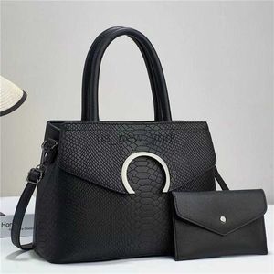 Totes 2023 Women's Commuter Tote Handbag Retro Casual Composite Bag Crocodile Pattern High Quality PU Single Shoulder Crossbody Bag 240407