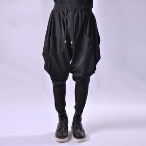 Calças masculinas gota virilha elástica hip hop harem homens mulheres harajuku casual calças soltas vintage gótico corredores