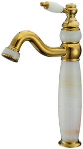 Badrumsvaskkranar Jade Stone Brass Orb /Gold /Rose Gold Wash Basin Vessel kran Mixer Tall Tap Enkel handtag /hål lyx