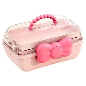 Niedliche Aufbewahrungsbox für Haarschmuck für Kinder, Macaron-farbige Kopfband-Halskette, große Kapazität, transparente Haushaltsabdeckung, geschichtete Gu Ka-Stift-Handtaschen-Aufbewahrungsbox