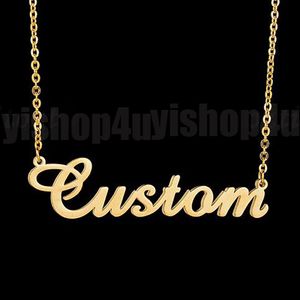 18K Gold Plated Customized Fashion Stainless Steel Nameplate Pendant Personalized Letter Silver Choker Necklace Men Women Gift263K