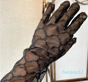 Luvas longas de renda redes vestido deco luxo feminino luva aberta-palma tela sensível ao toque mistura de algodão designers luva de dedo