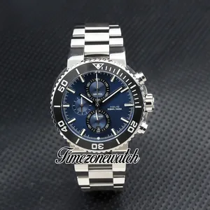 45.5mm Aquis 01 774 7743 4155-07 8 24 05Peb VK Kuvars Kronograf Erkekler İzle Mavi Çelik Bilezik Seramik Çerçeve Kısıtlama Yeni Saatler TimezoneWatch Z02A