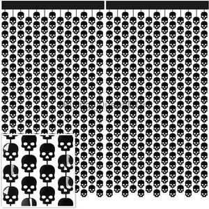 배경 자료 할로윈 파티 포일 두개골 커튼 사진 부스 할로윈 프린지 블랙 스컬 헤드 프린지 커튼 스 트리머 배경 장식 YQ231003