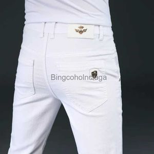 Męskie dżinsy 7 stylów 2022 Nowe białe męskie dżinsy Zaawansowane rozciągnięcie chude dżinsy haftowe dekoracja dżinsowe spodnie męskie marka ubrań 231003