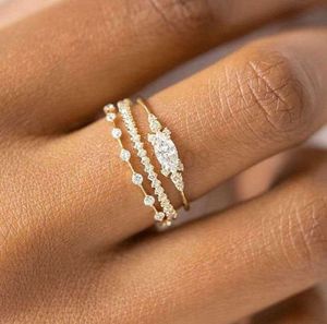 Bandringar liten liten ring för kvinnor guldfärg kubik zirkonia midi finger bröllopsdag smycken tillbehör gåvor kar229 j230612