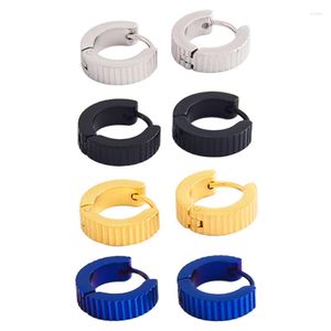 Hoop Earrings Fashion Men Women Small Black Blue Titanium Steel Round Circle Huggie Jewelry