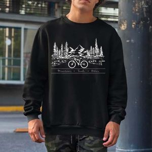 Herren Hoodies Mountainbike MTB Berge Trails Bikes Grafik Sweatshirts Männer Frauen Streetwear Crewneck Kapuzenoberteile Baumwolle