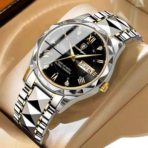 Armbanduhren Luxus Herrenuhren Business Top Marke Mann Armbanduhr Wasserdicht Leuchtdatum Woche Hochwertige Quarzuhr