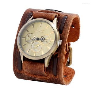 Armbanduhren 2023 Herrenuhren Punk Retro Dekorative Breitbanduhr Männlich Reloj Uhr Lederarmband Quarz Militär Mann Armbanduhr